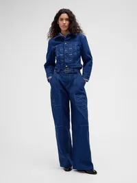 GapStudio Crop Canvas Jacket - Blue — view 2
