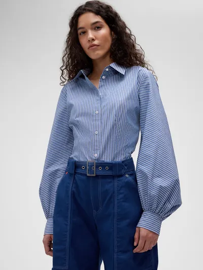 GapStudio Poplin Fitted Shirt - Blue stripe