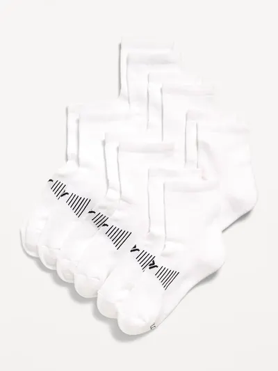 Gender-Neutral Quarter Crew Go-Dry Socks 6-Pack for Kids - Solid White