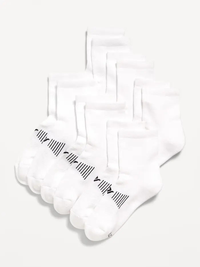 Gender-Neutral Quarter Crew Go-Dry Socks 6-Pack for Kids - Solid White