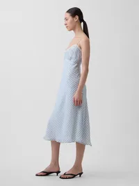 Gingham Midi Slip Dress - Light blue gingham — view 3