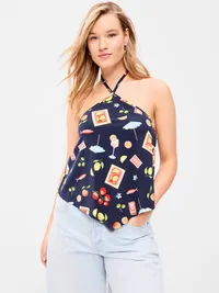 Handkerchief Halter Top - Blue Multi Print — view 5