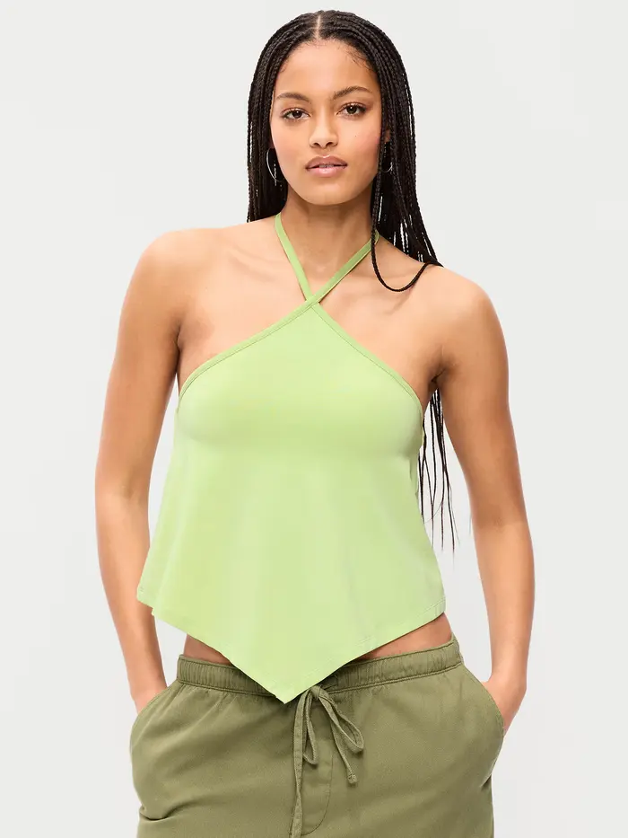 Handkerchief Halter Top - Coriander