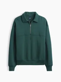 Heavyweight Oversized Logo Half-Zip Pullover - Deep hunter green — view 5