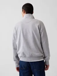 Heavyweight Oversized Logo Half-Zip Pullover - GREY HEATHER — view 3