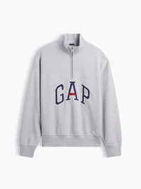 Heavyweight Oversized Logo Half-Zip Pullover - GREY HEATHER — view 5