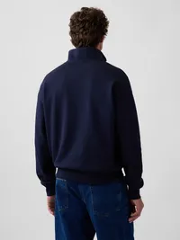 Heavyweight Oversized Logo Half-Zip Pullover - new classic navy — view 3