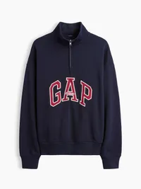 Heavyweight Oversized Logo Half-Zip Pullover - new classic navy — view 5