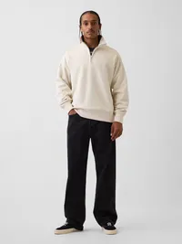 Heavyweight Oversized Quarter-Zip Pullover - Birch beige — view 2