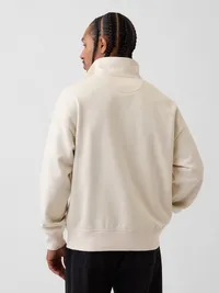 Heavyweight Oversized Quarter-Zip Pullover - Birch beige — view 3