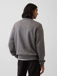 Heavyweight Oversized Quarter-Zip Pullover - Charcoal grey — view 3