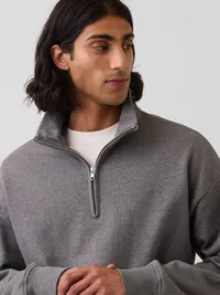 Heavyweight Oversized Quarter-Zip Pullover - Charcoal grey — view 4