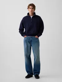 Heavyweight Oversized Quarter-Zip Pullover - New classic navy blue — view 2
