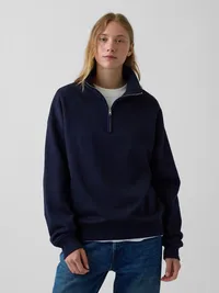 Heavyweight Oversized Quarter-Zip Pullover - New classic navy blue — view 5