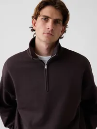 Heavyweight Oversized Quarter-Zip Pullover - Terra brown — view 4