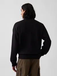 Heavyweight Oversized Quarter-Zip Pullover - True black — view 3