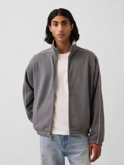 Heavyweight Oversized Zip Jacket - Charcoal grey