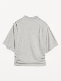 High-Neck Flutter-Sleeve Top - Silver Gray — view 5