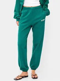 High-Waisted Cinched-Ankle Sweatpants - Deep Lagoon — view 2