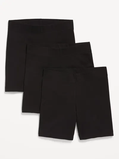 High-Waisted Cotton Biker Shorts 3-Pack -- 6-inch inseam - Black Jack