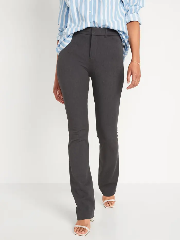 High-Waisted Pixie Flare Pants - Dark Heather Gray