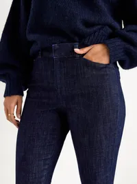 High-Waisted Pixie Flare Pants - Dark Wash — view 4