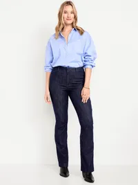 High-Waisted Pixie Flare Pants - Dark Wash — view 5