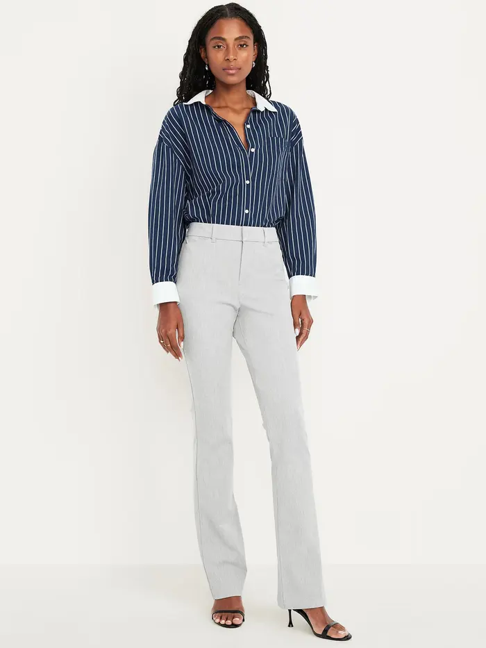 High-Waisted Pixie Flare Pants - Light Heather Gray