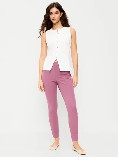High-Waisted Pixie Skinny Ankle Pants - Rosette