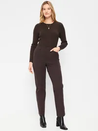 High-Waisted Pixie Straight Pants - Black Coffee — view 5