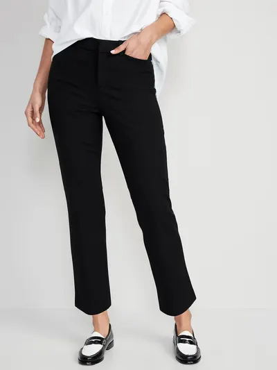 High-Waisted Pixie Straight Pants - Black Jack