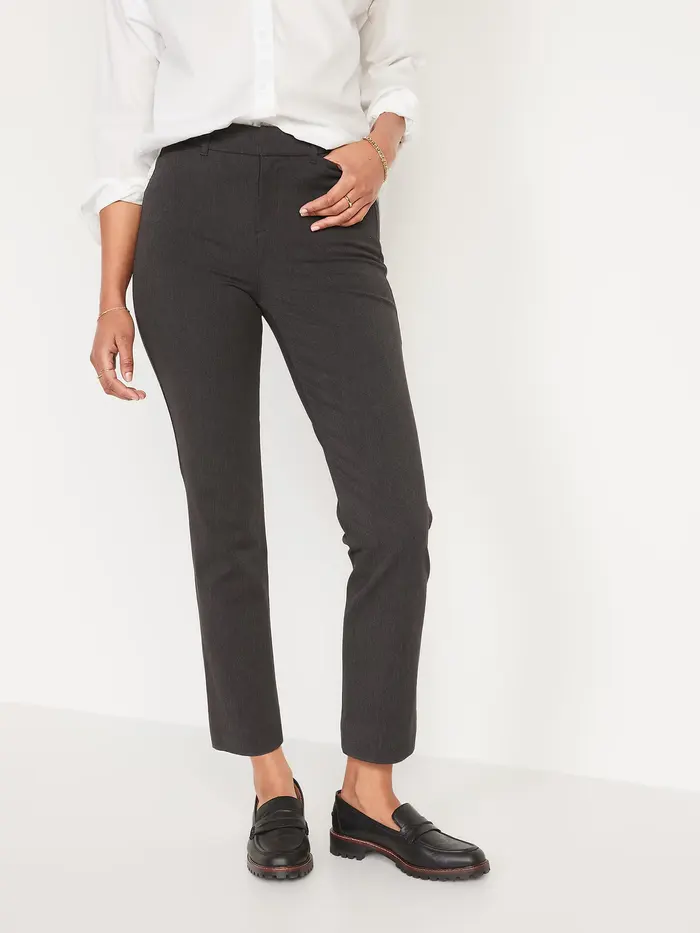 High-Waisted Pixie Straight Pants - Dark Heather Gray