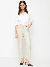 High-Waisted Pixie Straight Pants - Tan Heather — view 5