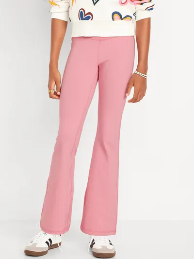 High-Waisted PowerChill Crossover Flared Leggings for Girls - Kitten Kisses