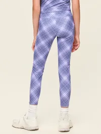 High-Waisted PowerSoft 7/8-Length Side-Pocket Leggings for Girls - Blue Plaid — view 2