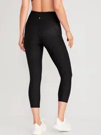 High-Waisted PowerSoft Crop Pocket Leggings - Black Jack — view 2
