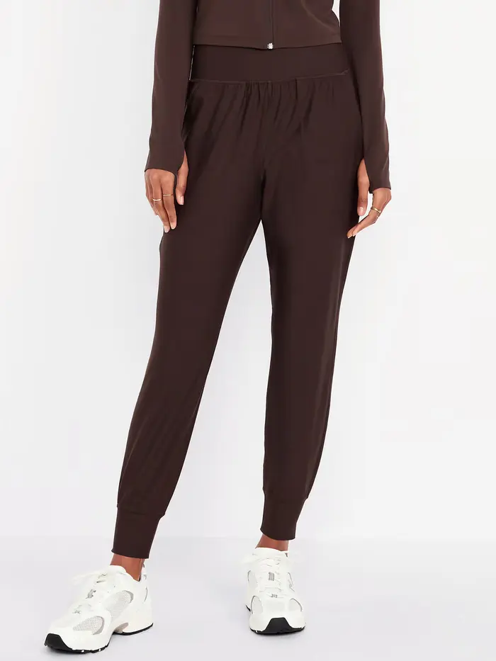 High-Waisted PowerSoft Pocket Joggers - Black Coffee
