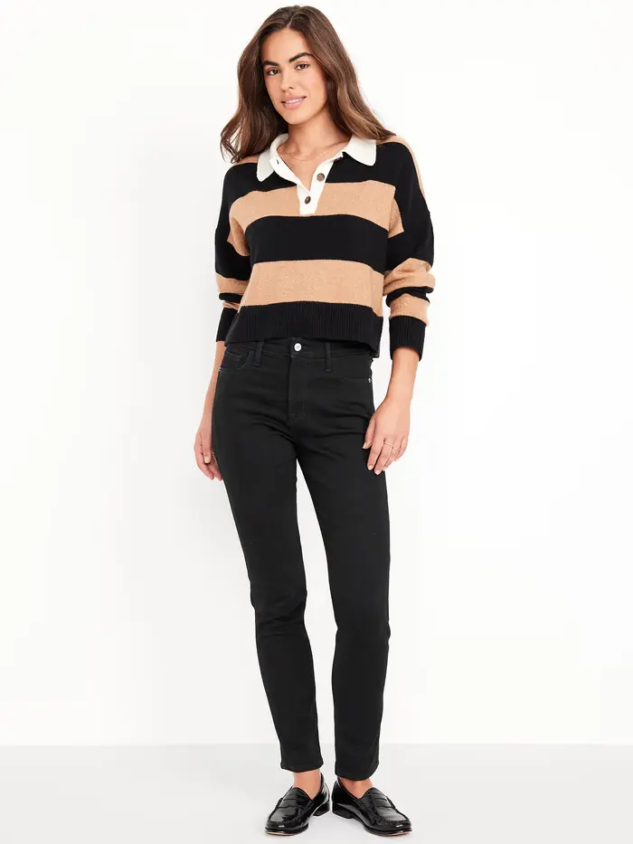High-Waisted Slim Jeans - BlackJack