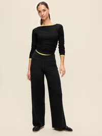 High-Waisted StudioSmooth Wide-Leg Pants - Black Jack — view 2