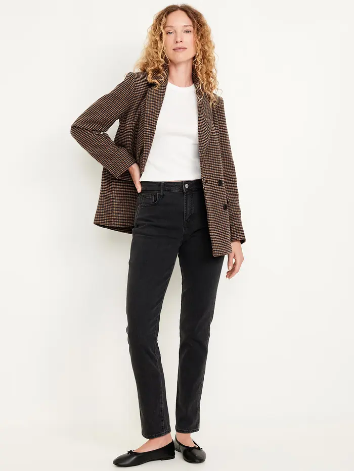 High-Waisted Vintage Slim Jeans - Washed Black