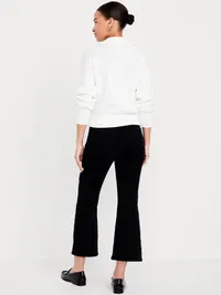High-Waisted Weekender Pull-On Crop Flare Jeans - Black — view 3