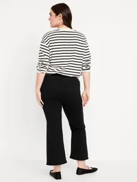 High-Waisted Weekender Pull-On Crop Flare Jeans - Black — view 5
