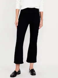 High-Waisted Weekender Pull-On Crop Flare Jeans - Black — view 2