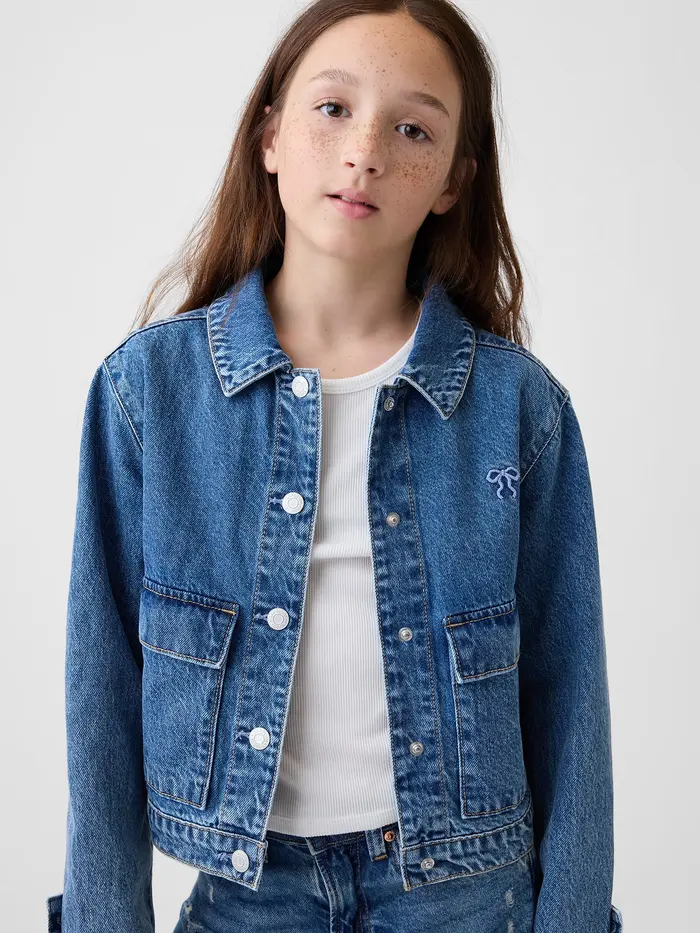 Kids Denim Patch Pocket Jacket - Medium wash