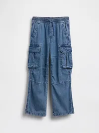 Kids Easy Cargo Jeans - Medium wash — view 2