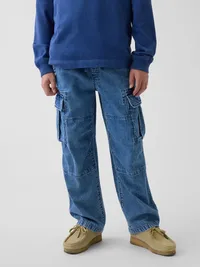Kids Easy Cargo Jeans - Medium wash — view 3