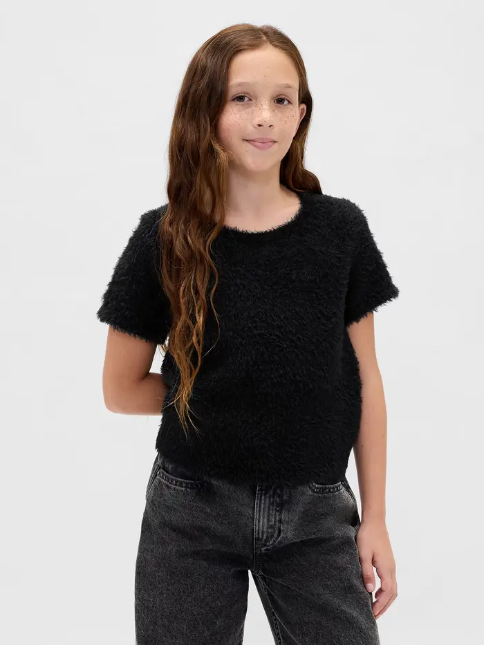 Kids Eyelash Sweater - True black