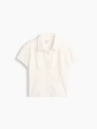Kids Fitted Button-Front Top - New off white — view 2