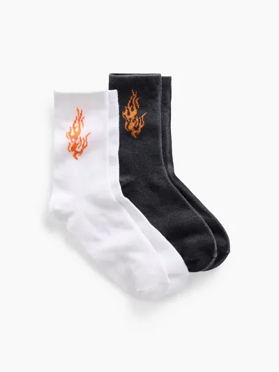 Kids Flame Crew Socks (2-Pack) - Multi