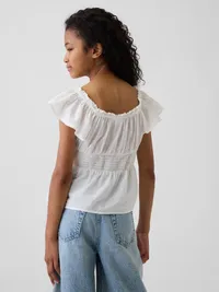 Kids Flutter-Sleeve Button-Front Top - New off white — view 3